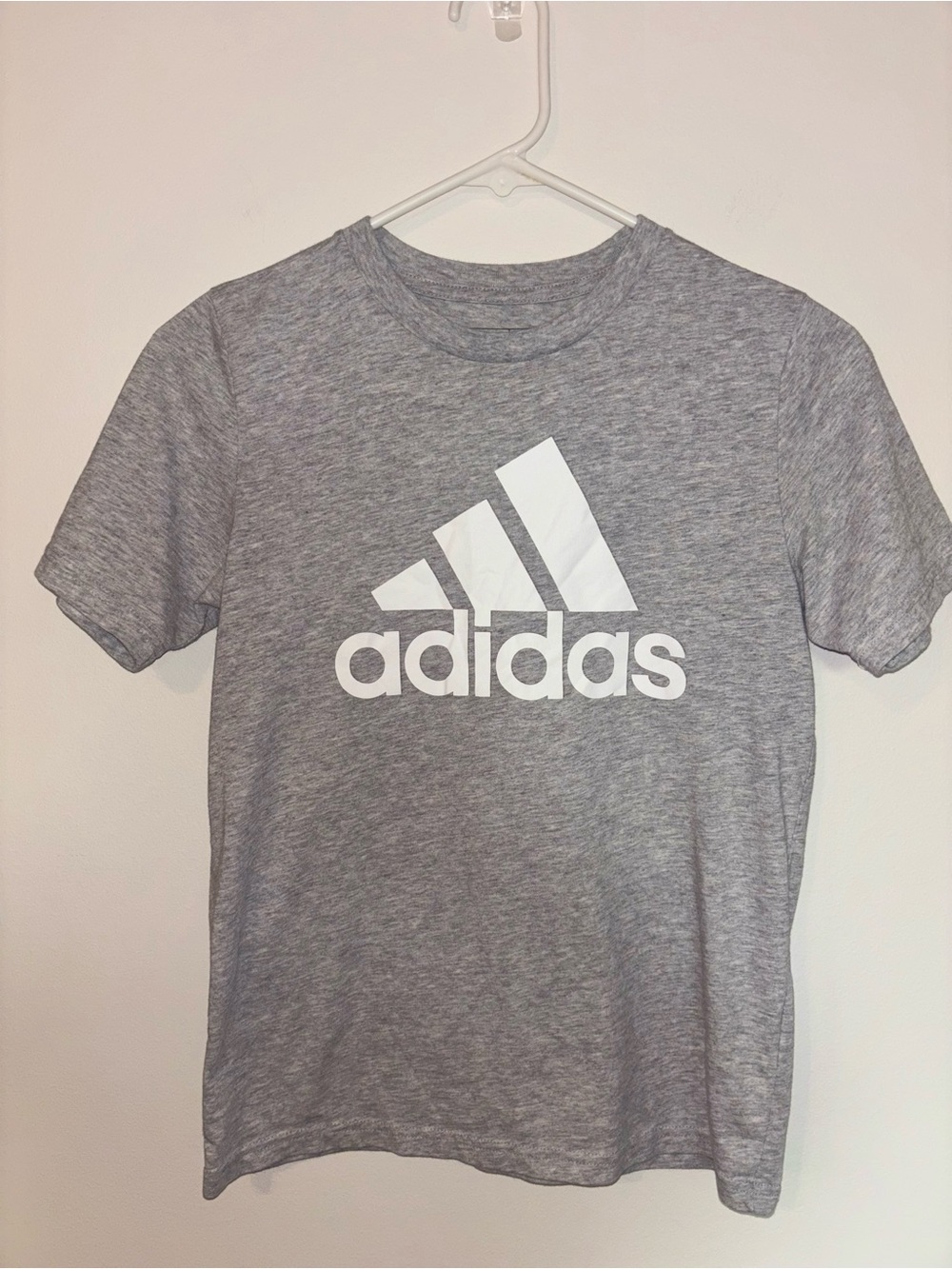 adidas Grey Tee with White Logo - Kids Short Sleeve